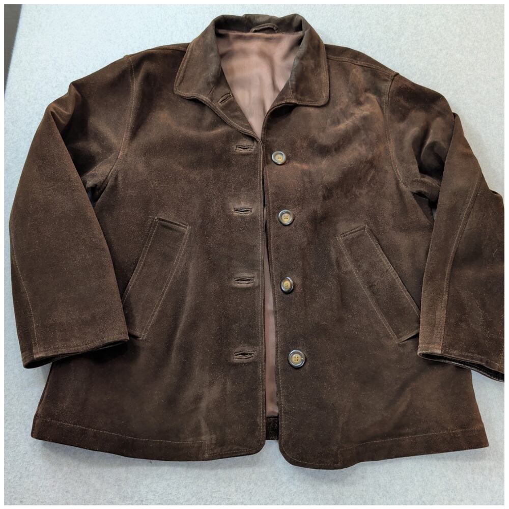 Vintage Womens Italian Made Genuine Leather Chocolate Brown Trucker Jacket 70s